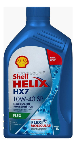 1l Óleo Semi Sintético Shell Helix Hx7 10w40 Api Sp Rn700