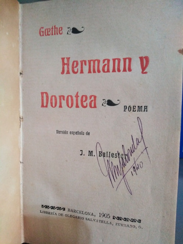 Hermann Y Dorotea Poema - Goethe -sólo Envíos-