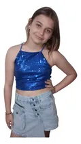 Comprar Top Crop Lentejuelas Mia Store Brillos Noche Fiesta Teens