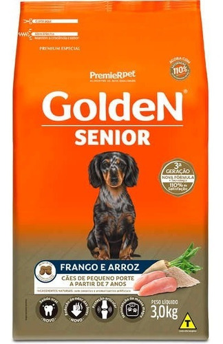 Ração Cães Golden Sênior Mini Bits 3kg