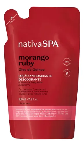 Refil Loção Hid Corporal Nativa Spa Morango Ruby 350ml