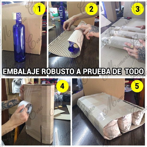 Imagen 4 de 4 de 3 Botellas Vidrio Azul Hooponopono Con Corcho Para Decorar