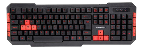 Teclado Multimedia Gamer Rojo Y Negro Teclas Destacadas. 