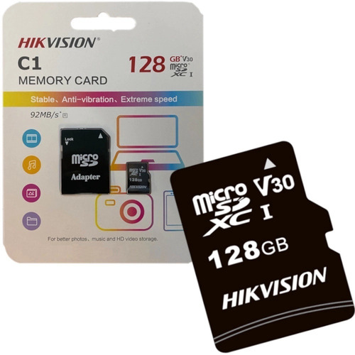 Imagem 1 de 1 de Cartão Memória Micro Sd Hikvision 128gb + 1 Adpt. Class 10