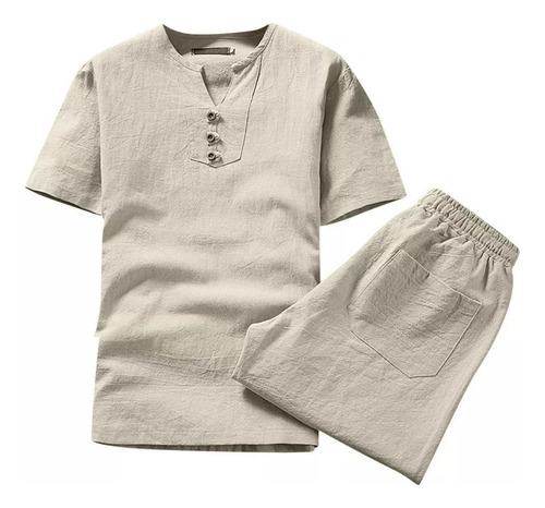 A Conjunto De Playera Y Pantalones Cortos De Algodón Y Lino