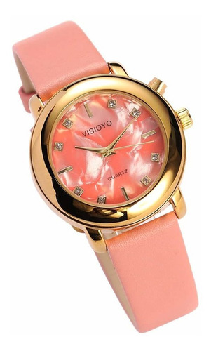 Reloj Mujer Visionu Tag-14 Cuarzo 32mm Pulso Rosado