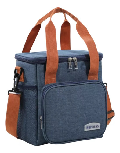 Bolsa Térmica Funcional Marmita E Com Alça E 2 Compartimento Azul-escuro