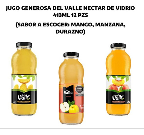Jugo Del Valle Generosa Vidrio 413ml 12p (sabor A Escoger)