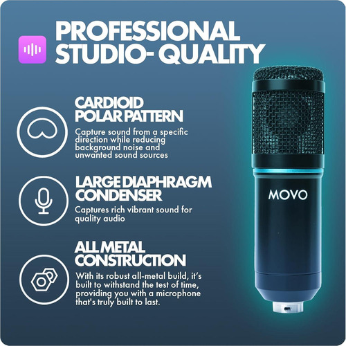 Kit De Podcast Movo Podpak2t - 2 Micrófonos Cardioides +
