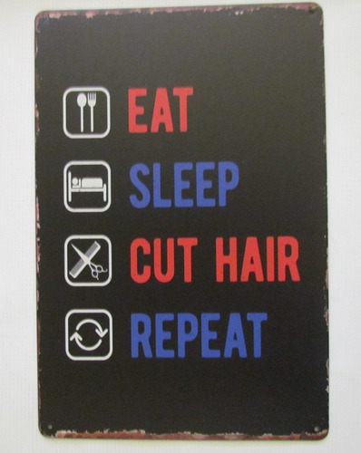 Poster Anuncio Cartel Comer Dormir Corte Cabello Decoracion