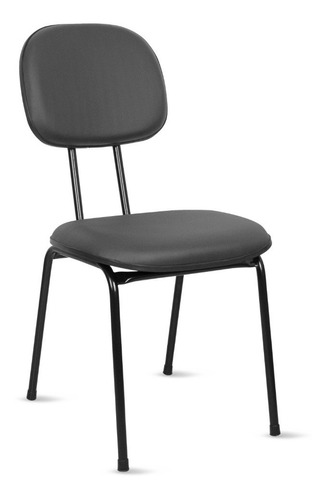 Cadeira de escritório Loja PegaPega Secretária em base palito fixa ergonômica  cinza com estofado de couro sintético
