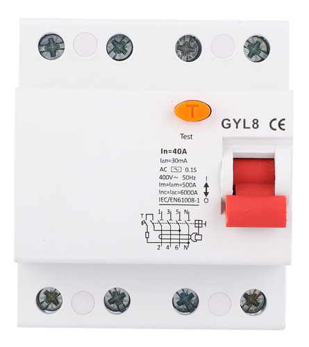Interruptor Automático Gyl8 4p 400vac Rccb De Corriente Resi