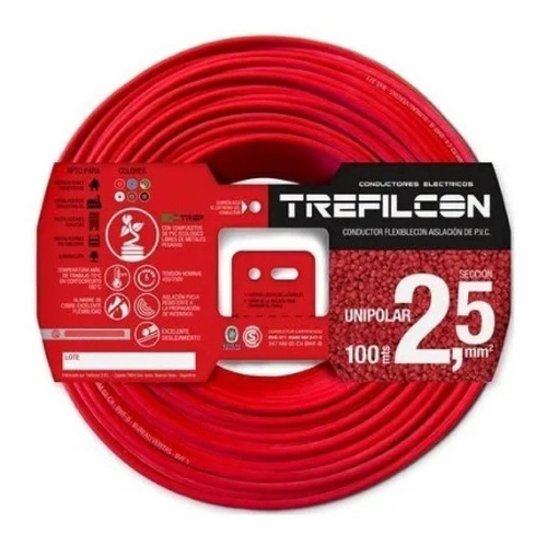 Cable Unipolar 2.5mm Trefilcon Normalizado Certificado 100mt