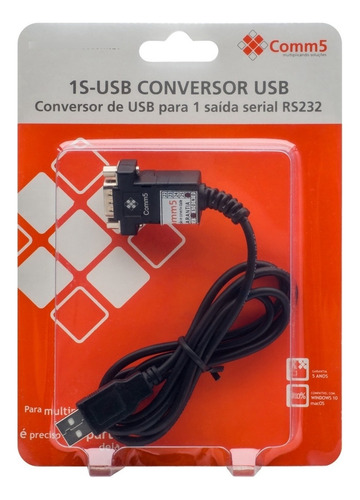 Cabo Conversor Adaptador Usb Serial Rs232 Comm5 1s-usb Ftdi