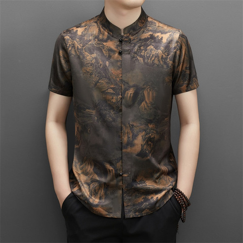 Camisa De Seda China Kung Fu Sttang Hanfu Suits De Manga Cor