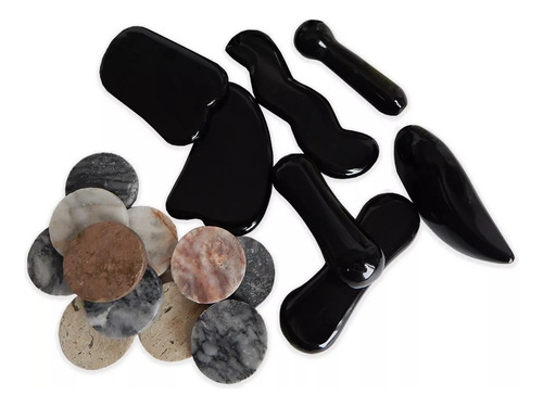 Kit Piedras Calientes Figuras Obsidiana Completo + Libro Pdf