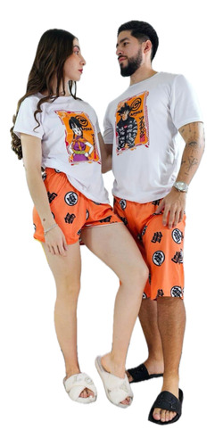 Pijama Duo De Parejas Goku Y Milk Dragon Ball Short Y Camisa