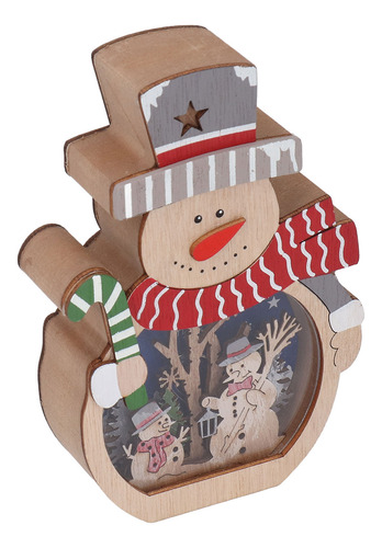 Adorno Navideño Luminoso De Madera Con Emisión Led
