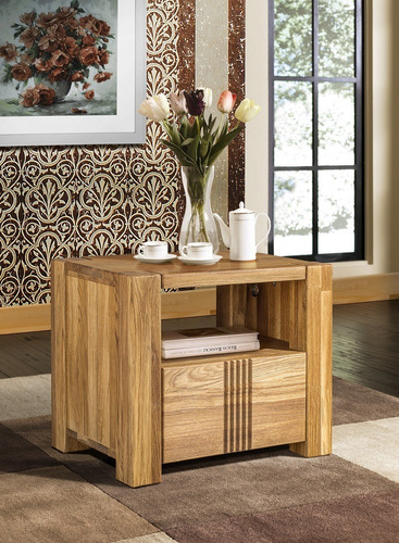 Imagen 2 de 4 de Mesa De Noche Madera 100% Maciza De Roble Ref: Maciza104