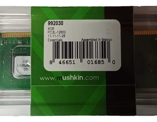 Memoria Ram 4gb Ddr3 Pc3l12800 Udimm Mushkin Pc 1600mhz 1.35