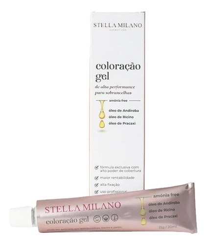 Coloração Gel Stella Milano Tintura Para Sobrancelhas 20ml Cor Castanho Médio