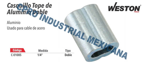 Casquillo De Aluminio Doble 1/4´´ Paquete Con 100 Piezas P