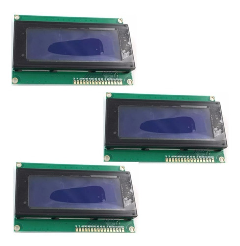 Kit 3x Pcs Display Lcd 20x4 Back Azul Para Arduíno