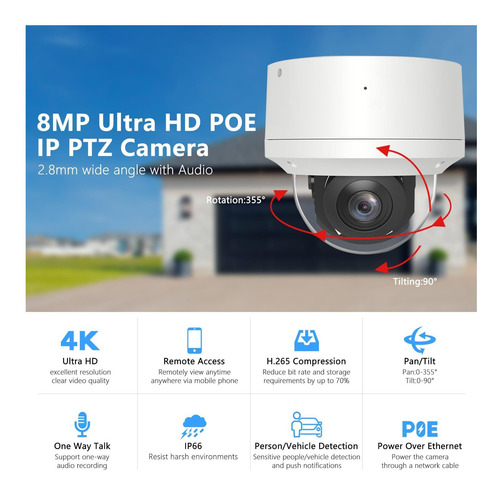 Voniviewse 4k 25 Poe Ip Câmera Com Microfone, Câmera Ip De