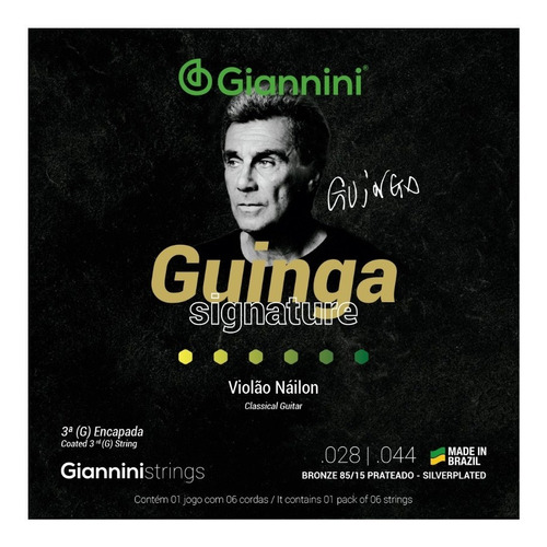 Encordoamento Giannini Violão Nylon Guinga 85/15 Sscgg