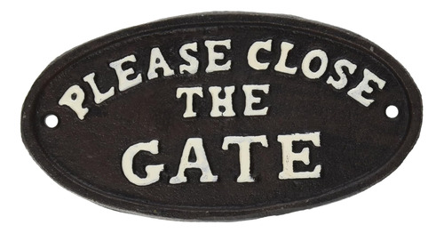 Collection Cast Iron Oval Please Close The Gate Plaque ...