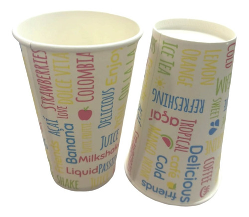 Vaso Ecologico Cartón 12 Oz Estampado X 75 Unidades