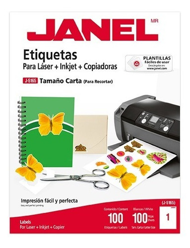 Etiqueta Janel J-5165 C/100 Cta. 21.6 X 27.09 Cm