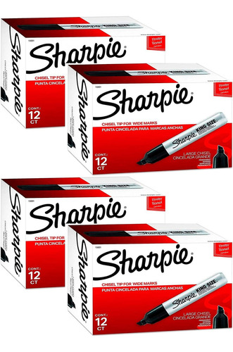 Marcadores Permanentes Sharpie Chisel Tip Pro, Tamaño King 4