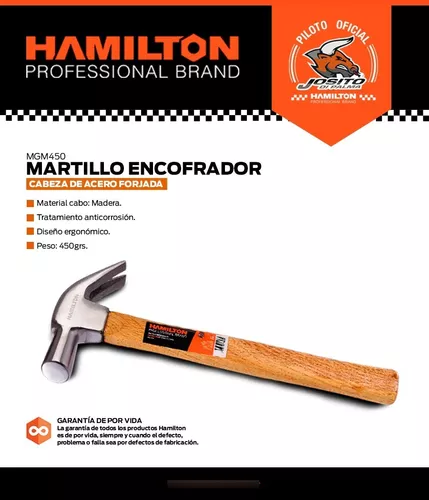 Martillo Encofrador Hamilton - 450grs. Cabo de Madera MGM450