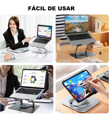Soporte Para Laptop Base Giratorio Ajustable Plegable Practi
