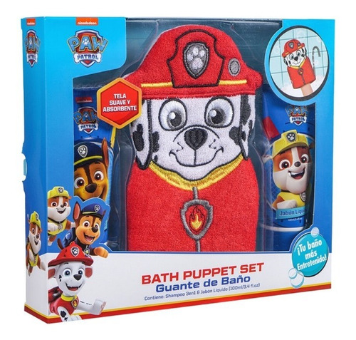 Set Guante De Baño Paw Patrol Marshall Shampoo+ Acond 100 Ml