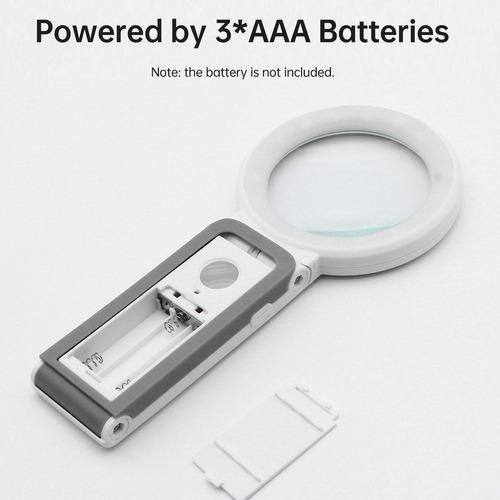 Lupa Portátil De 30x/10x Con Luz Led, Mango Plegable