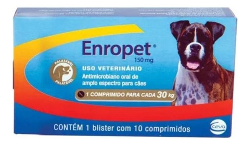 Enropet 150mg - 10 Comprimidos Ceva Enrofloxacino