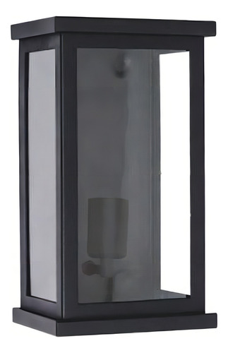 Arandela Externa Retangular 30cm Malaga Vidro Transp Preta Cor Preto 110v/220v