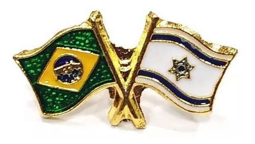 Bótom Pim Broche Bandeira Brasil X Israel Folheado A Ouro