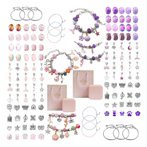 Kit De 2 Joyas Para Niños, Pulsera De Princesa Con Cuentas H