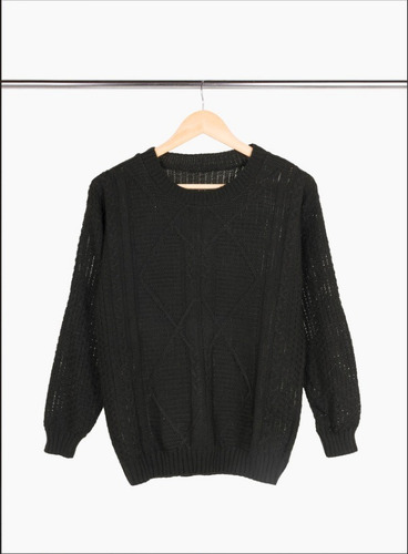 Sweater Nano Acrílico Trenzas Y Rombos Cruzados #n011