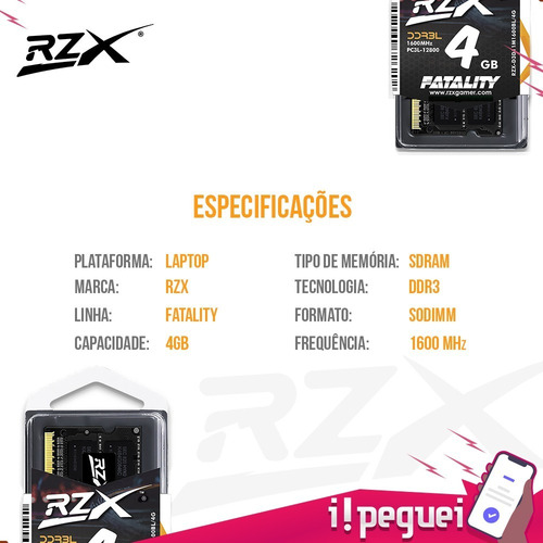 Imagem 4 de 7 de Memória Ram Fatality 4gb 1x4gb Rzx-d3d11m1600bl/4g