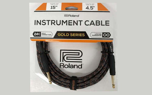 Roland Ric-g15 Cable Plug De 1/4 In Macho Gold 24k 15ft 4.5