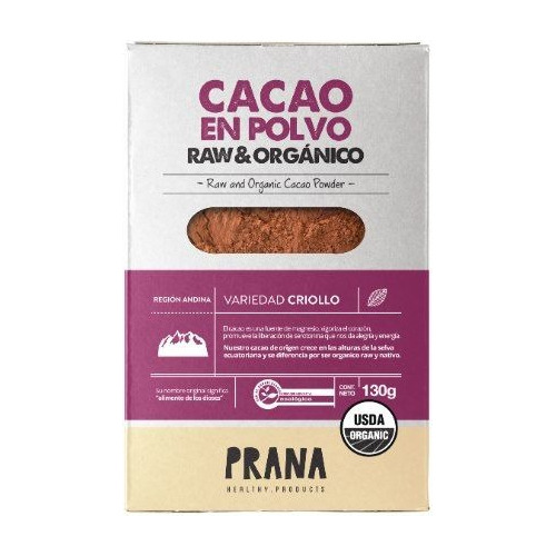 Cacao Amargo Orgánico Polvo 130grs Prana