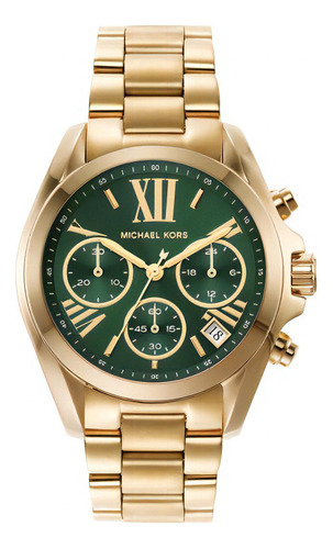 Relógio Michael Kors Feminino Mk7257/1vn Cor Da Correia Dourado Cor Do Bisel Dourado Cor Do Fundo Verde