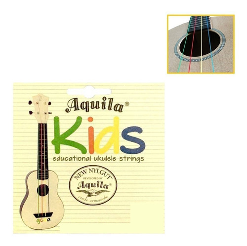 Encordoamento Para Ukulele Soprano New Nylgut Kids Colorido