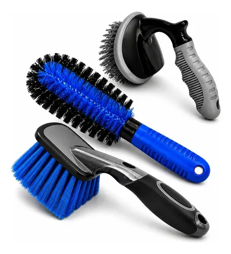 Kit 3 Escovas Automotivas Para Limpeza De Rodas Pneus Caixa