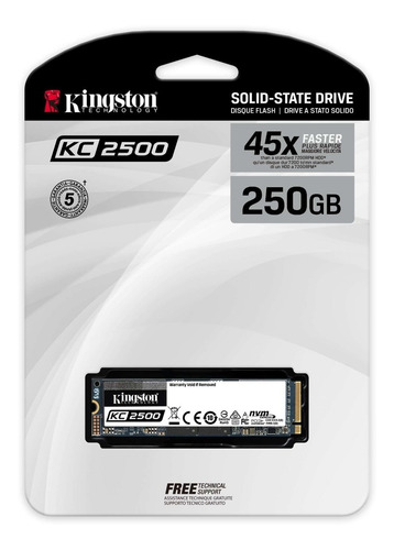Imagen 1 de 3 de Ssd Kingston Kc2500 250gb M.2 Nvme 3.500/2.900 Mb/s Ctman