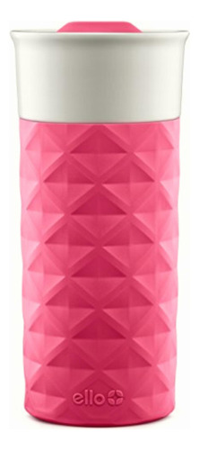 Ello Ogden Bpa-free Ceramic Travel Mug With Lid, Pink, 16 Oz